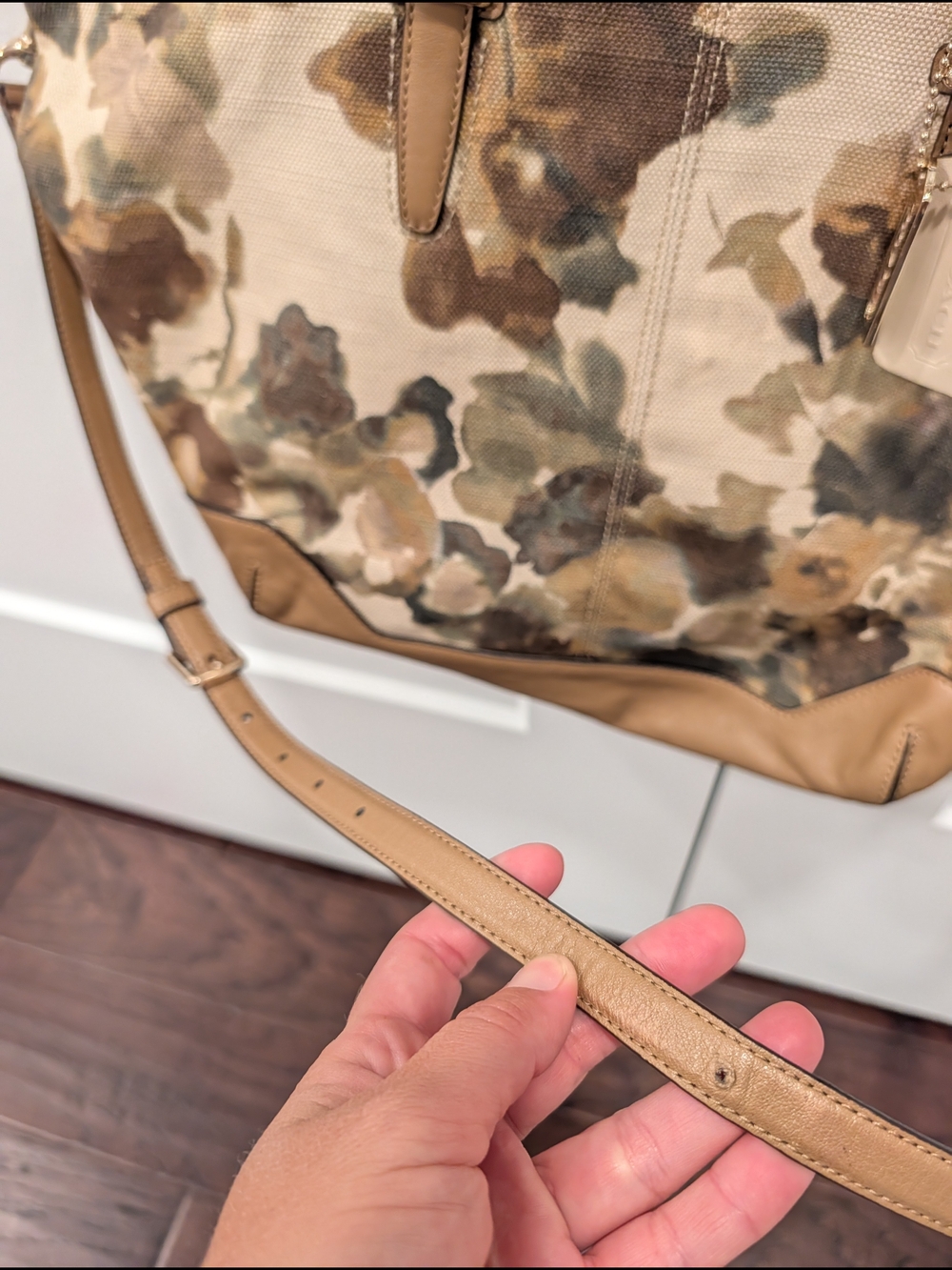 COACH Bleecker Cooper Canvas Floral Tote Bag Satchel Purse Camo Flower Print - Picture 6 of 14